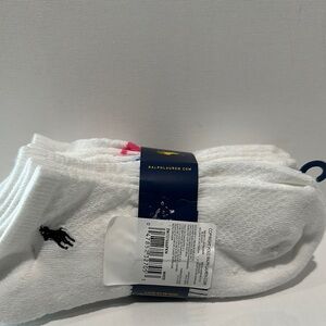 Polo Ralph Kauren (6) Pairs Women’s Ankle High Tennis Socks. Fits Shoe size 4-10